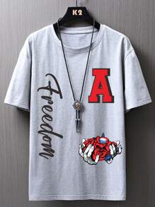 Aesthetic Post--Men Letter Graphic Tee - Light Grey - View 3