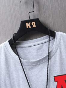 Aesthetic Post--Men Letter Graphic Tee - Light Grey - View 4