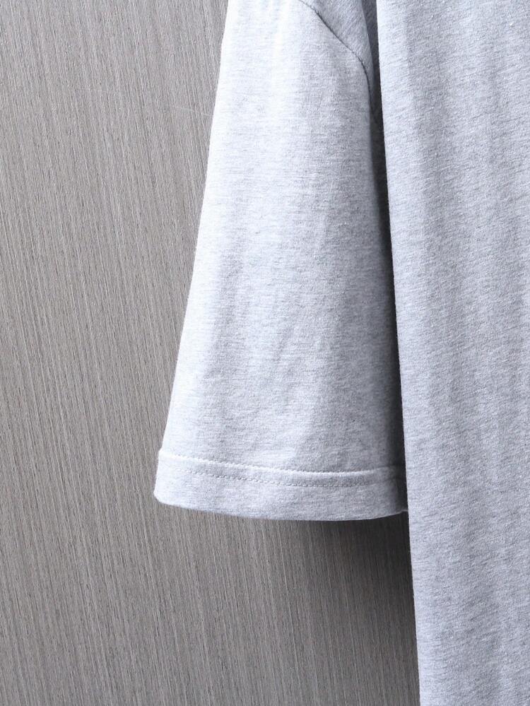 Aesthetic Post Hombres Camiseta con estampado de letra - Gris Claro - Añade 6