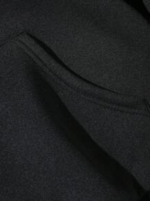 Manfinity Roghcode Men Bear & Slogan Graphic Kangaroo Pocket Drawstring Hoodie - Black - View 6