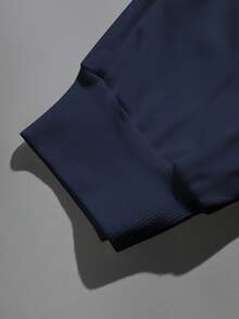 Manfinity Hypemode Men's Loose Fit Letter Print Sweatpants With Drawstring Waist - Blue - View 4