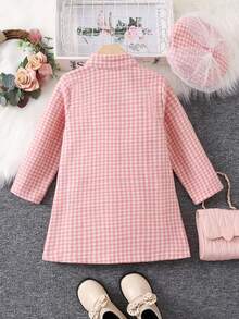 SHEIN Cô Gái Trẻ Họa tiết Nanh sói Nơ mặt trước Áo khoác & Mũ - Hồng - Xem 2