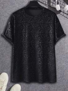 Manfinity Homme Men Jacquard Tee - Black - View 1