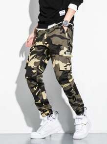Manfinity Roghcode 男士迷彩印花鬆身戰術褲,帶有蓋口口袋 - 彩色 - 查看 1