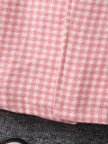 SHEIN Cô Gái Trẻ Họa tiết Nanh sói Nơ mặt trước Áo khoác & Mũ - Hồng - Xem 4