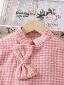 SHEIN Cô Gái Trẻ Họa tiết Nanh sói Nơ mặt trước Áo khoác & Mũ - Hồng - Xem 5