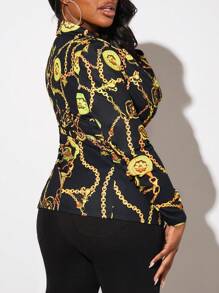 Slaydiva Chain Print Single Button Blazer - Multicolor - View 2