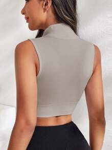 SHEIN Sport Studio Zip Up Crop Sports Tank Top