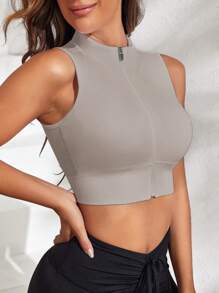 SHEIN Sport Studio Zip Up Crop Sports Tank Top