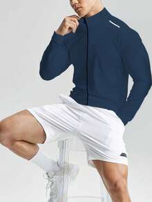 Manfinity Sport Corelite Men Letter Graphic Sports Jacket - Navy Blue - View 4