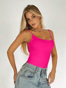 SHEIN BAE Solid Backless Cami Top - Hot Pink - View 3
