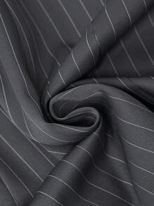 BizChic Sọc Cổ áo Nút đôi Đầm - Màu xám đen - Xem 4