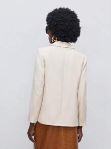 BizChic Lapel Collar Flap Detail Single Button Blazer