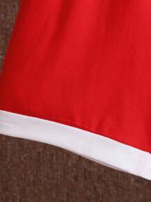 SHEIN Chàng trai trẻ Đồ họa Chữ cái Sọc trang trí Áo bóng rổ Bộ - Đỏ - Xem 3