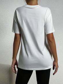 SHEIN Unity Rhinestone Studded Tee - White - View 2