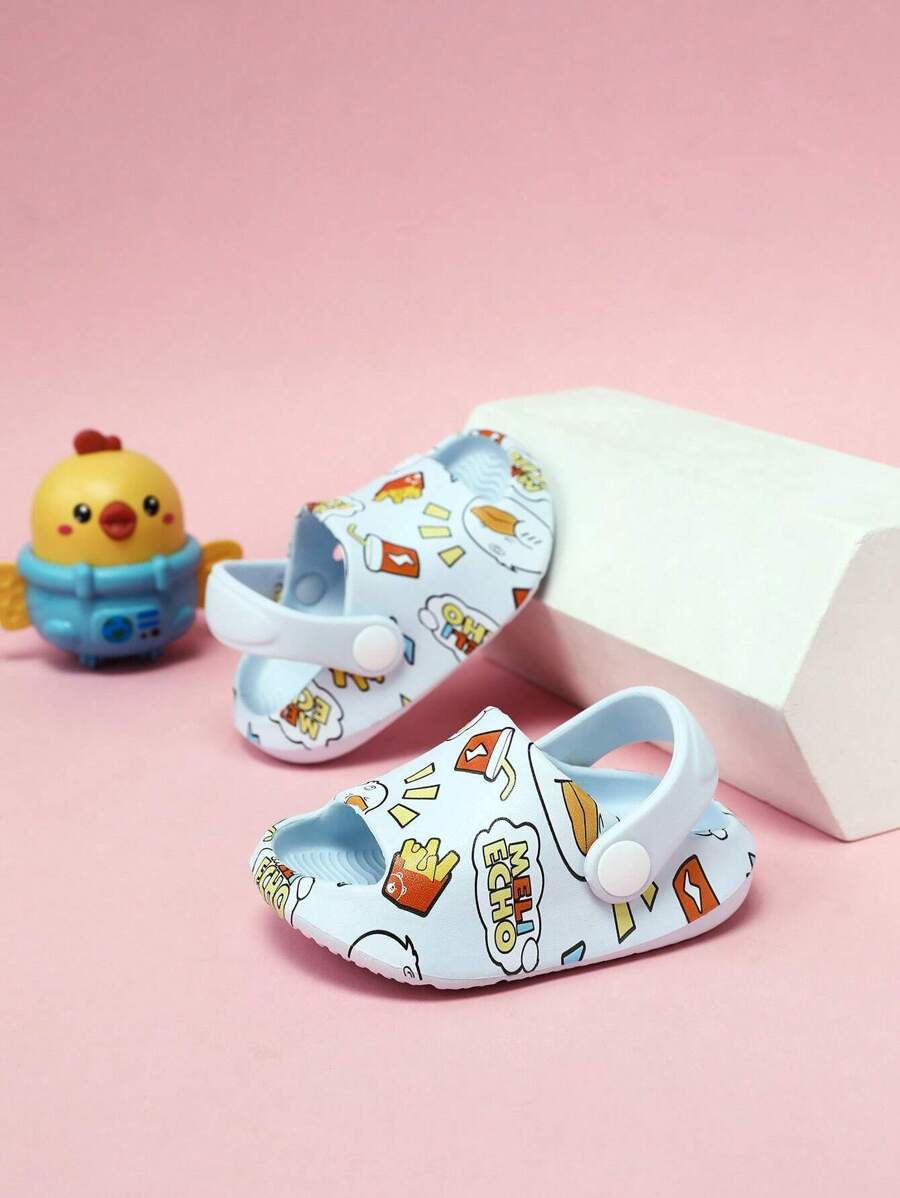 Baby Boys' Blue Waterproof Sandals With Animal Print And Hollow Design - Blue - View 1