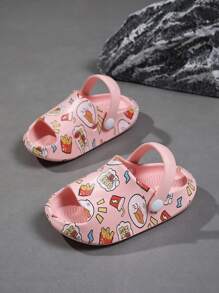 1pair Cute And Funny Thick-Soled Baby Slippers With Animal Pattern - Pink - View 3
