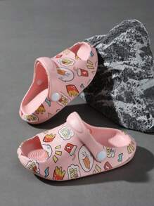 1pair Cute And Funny Thick-Soled Baby Slippers With Animal Pattern - Pink - View 4