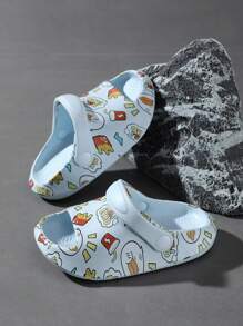 Baby Boys' Blue Waterproof Sandals With Animal Print And Hollow Design - Blue - View 4