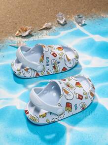 Baby Boys' Blue Waterproof Sandals With Animal Print And Hollow Design - Blue - View 7