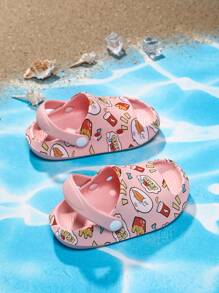 1pair Cute And Funny Thick-Soled Baby Slippers With Animal Pattern - Pink - View 7