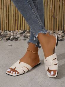 Summer New Arrival Lady's Fashionable Snake Pattern Embossed Hollow Out Slippers, Flat Sandals