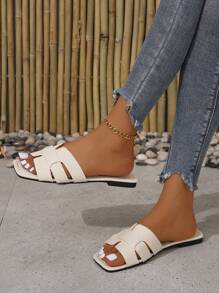 Summer New Arrival Lady's Fashionable Snake Pattern Embossed Hollow Out Slippers, Flat Sandals