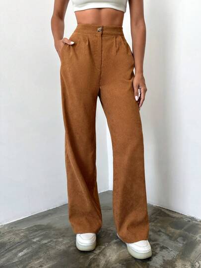 EURMUSE High Waist Slant Pocket Wide Leg Pants
