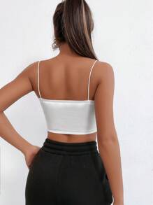 Cloudara Top de tirantes crop unicolor - Blanco - Ver 2