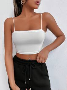 Cloudara Top de tirantes crop unicolor - Blanco - Ver 5