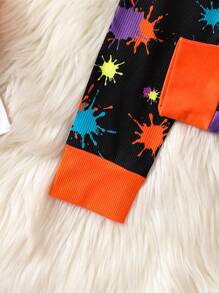 Young Boy Halloween Bear & Letter Graphic Luminous Snug Fit PJ Set - Black - View 5