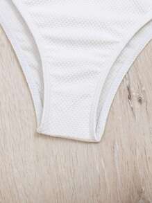 Contrast Mesh Criss Cross Tankini - White - View 5