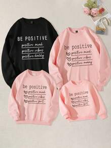 Manfinity 男士1入組標語圖案加絨內裏運動衫 - 黑色 - 查看 3