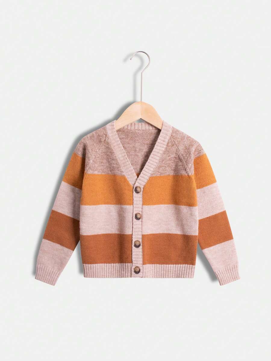 Young Boy Colorblock Raglan Sleeve Cardigan - Multicolor - View 1
