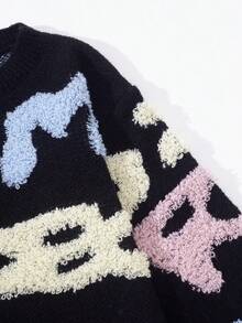 SHEIN 女大童字母圖案落肩袖毛衣洋裝 - 彩色 - 查看 5