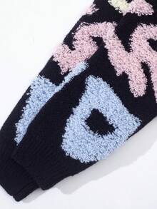 SHEIN 女大童字母圖案落肩袖毛衣洋裝 - 彩色 - 查看 6