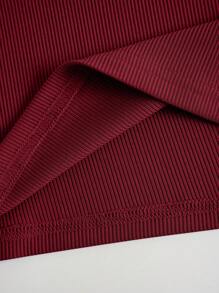 INAWLY Solid Cut Out Shoulder Ribbed Knit Tank Top For Summer - Burgundy - View 4