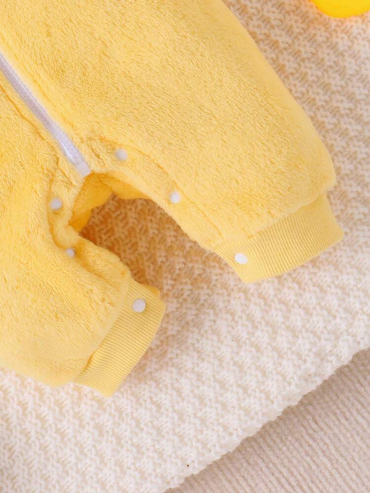 Bebé niño Mono disfraz pollo patrón con capucha - Amarillo - Añade 5