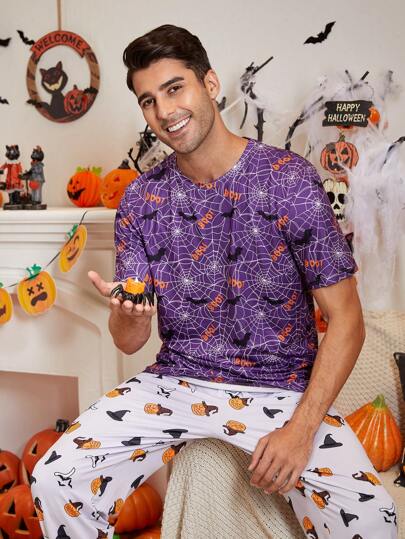 Hombres Camiseta de dormir con estampado de halloween