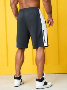 Manfinity Sport Corelite Men Contrast Side Seam Drawstring Waist Sports Shorts Jogger Shorts