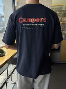 DAZY Men Letter Graphic Tee - Navy Blue - View 2