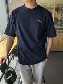 DAZY Men Letter Graphic Tee - Navy Blue - View 3