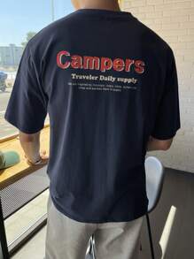 DAZY Men Letter Graphic Tee - Navy Blue - View 4