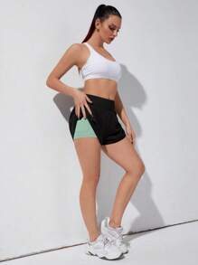 Exploreva 纯色宽腰运动短裤毛衣短裤