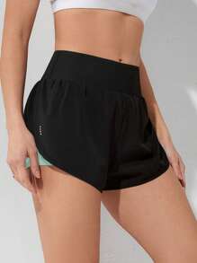 Exploreva 纯色宽腰运动短裤毛衣短裤