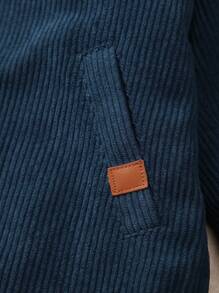 SHEIN 男小童拉鏈開襟加絨內裏連帽外套 - 藏蓝色 - 查看 5