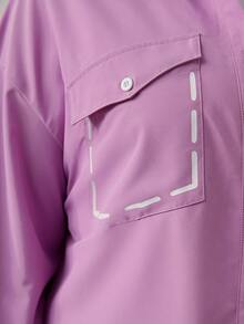 Mulvari Talla grande Camisa con estampado de dibujo de hombros caídos - Rosa - Ver 4