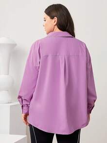 Mulvari Talla grande Camisa con estampado de dibujo de hombros caídos - Rosa - Ver 5