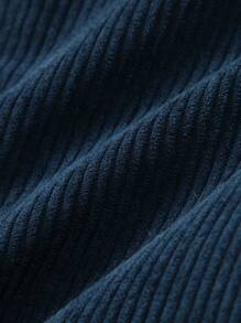 SHEIN 男小童拉鏈開襟加絨內裏連帽外套 - 藏蓝色 - 查看 7