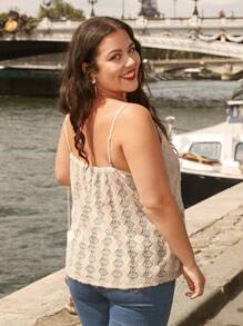 SHEIN Frenchy Plus Button Front Lace Cami Top